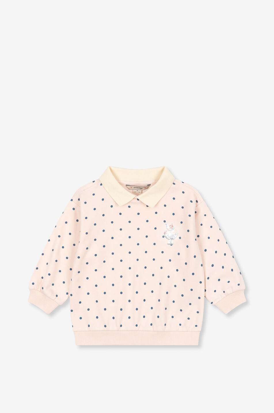 KONGES SLØJD Spotty girl's polka dot cotton polo with sequins Girl LIGHT PINK 1