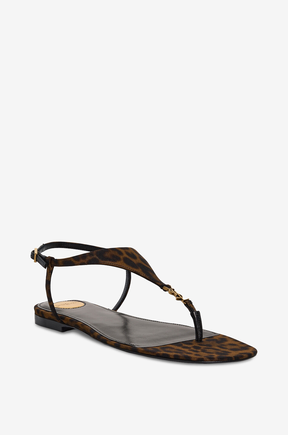 SAINT LAURENT PARIS Cassandra flat animal print sandals Women DARK BROWN 1