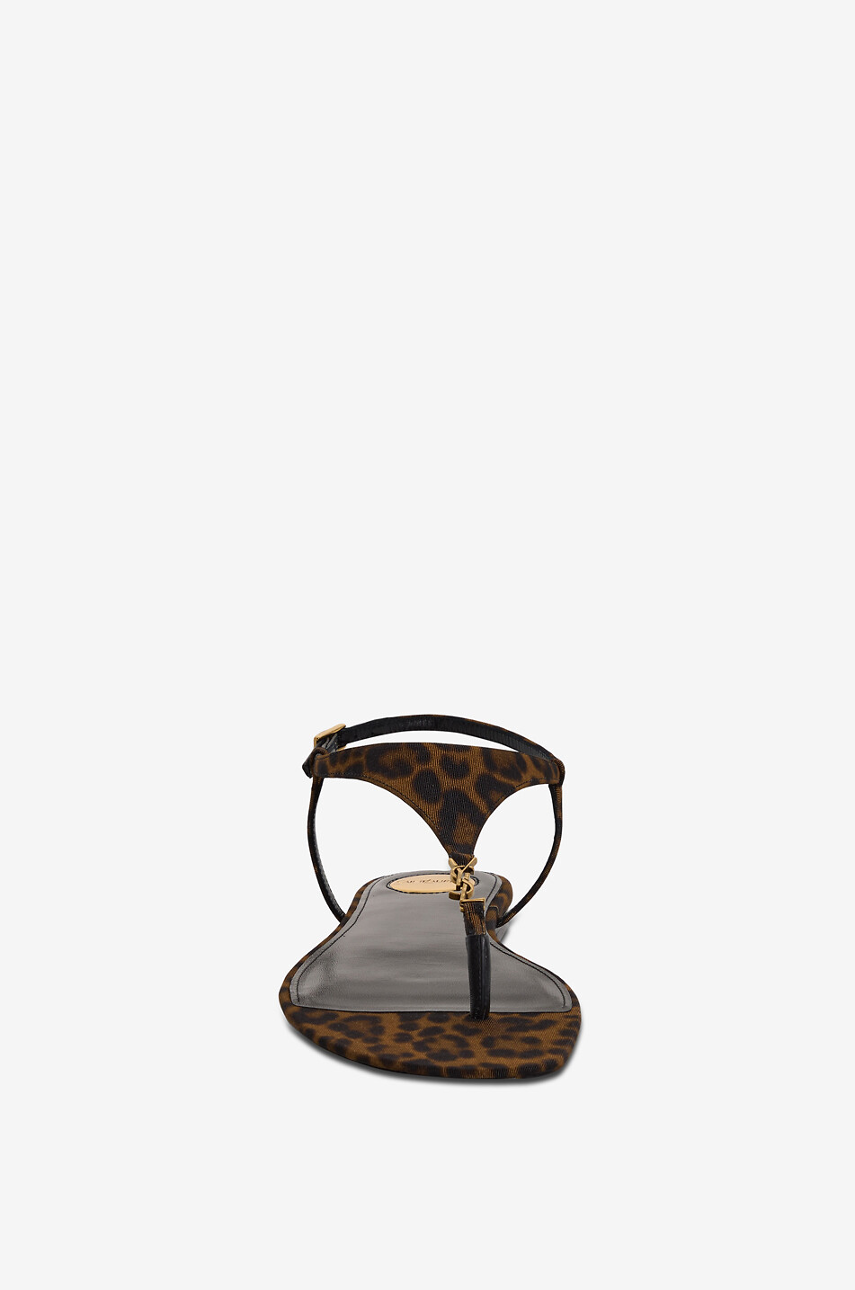 SAINT LAURENT PARIS Cassandra flat animal print sandals Women DARK BROWN 2