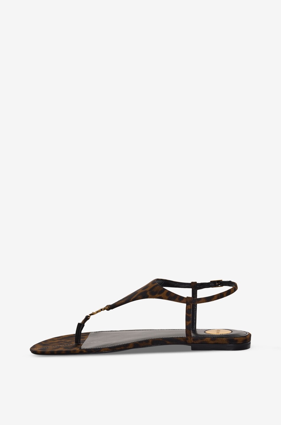 SAINT LAURENT PARIS Cassandra flat animal print sandals Women DARK BROWN 3