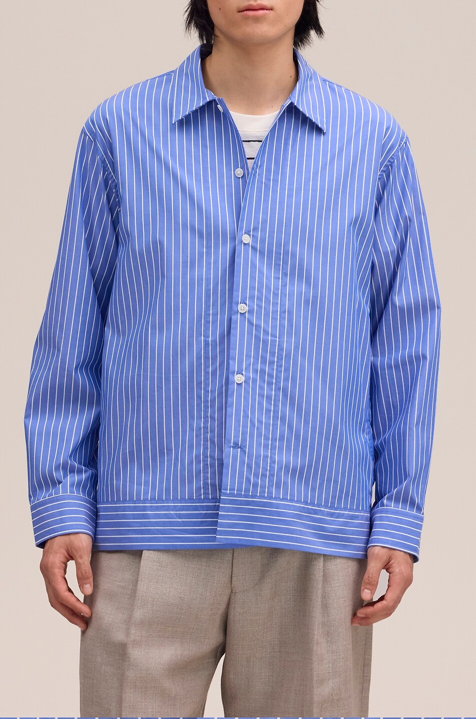 NN07 Reed striped cotton straight-fit shirt Men BLUE 4