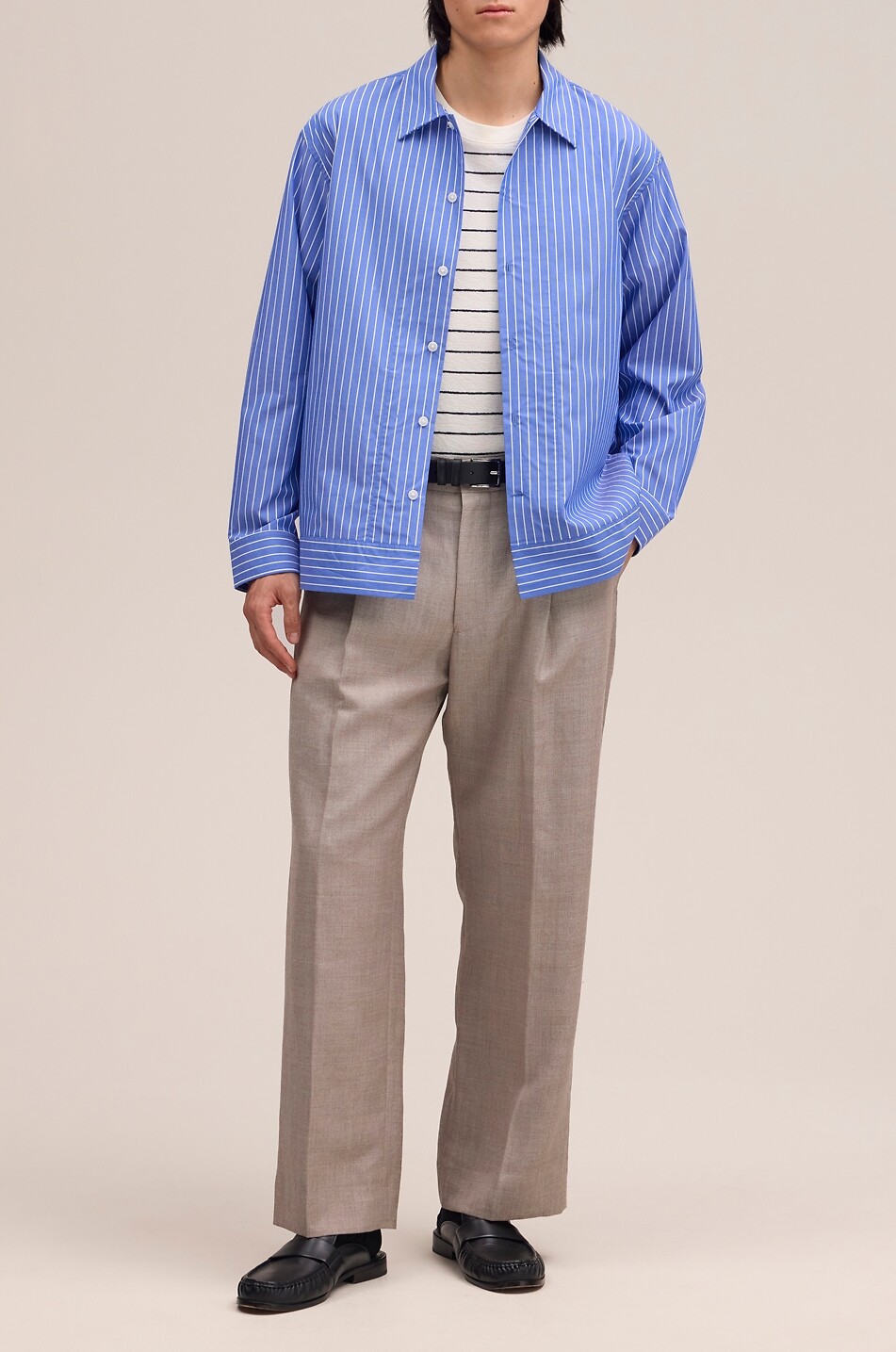 NN07 Reed striped cotton straight-fit shirt Men BLUE 2