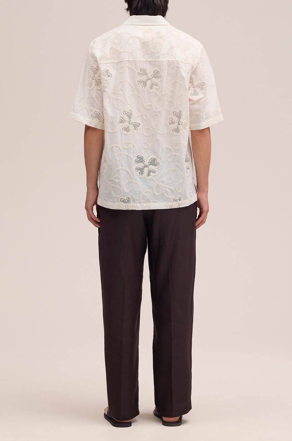 NN07 Ben embroidered cotton Cuban collar shirt Men EGGSHELL 3