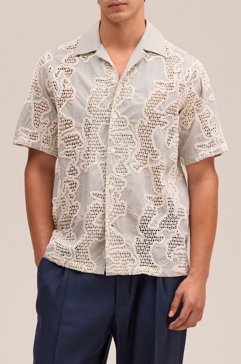 NN07 Julio embroidered cotton Cuban collar shirt Men GREY 4