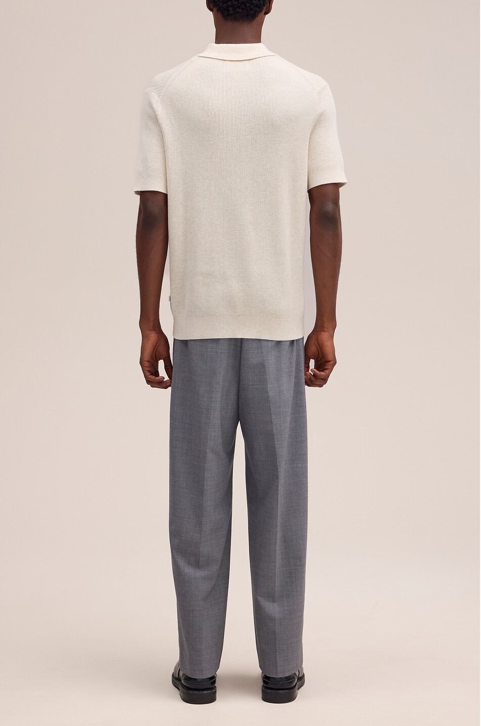 NN07 Hansie cotton short-sleeved half-zip polo shirt Men EGGSHELL 4