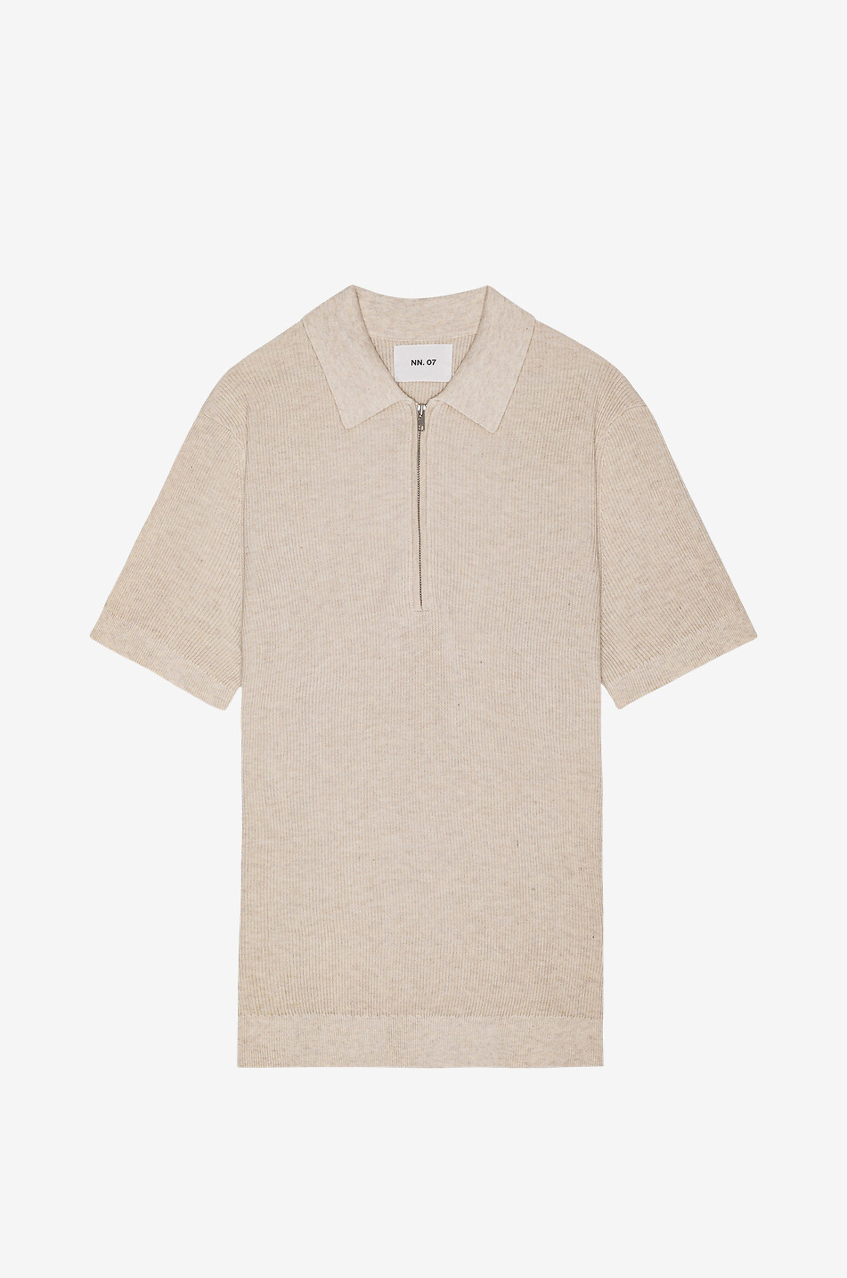 NN07 Hansie cotton short-sleeved half-zip polo shirt Men EGGSHELL 1