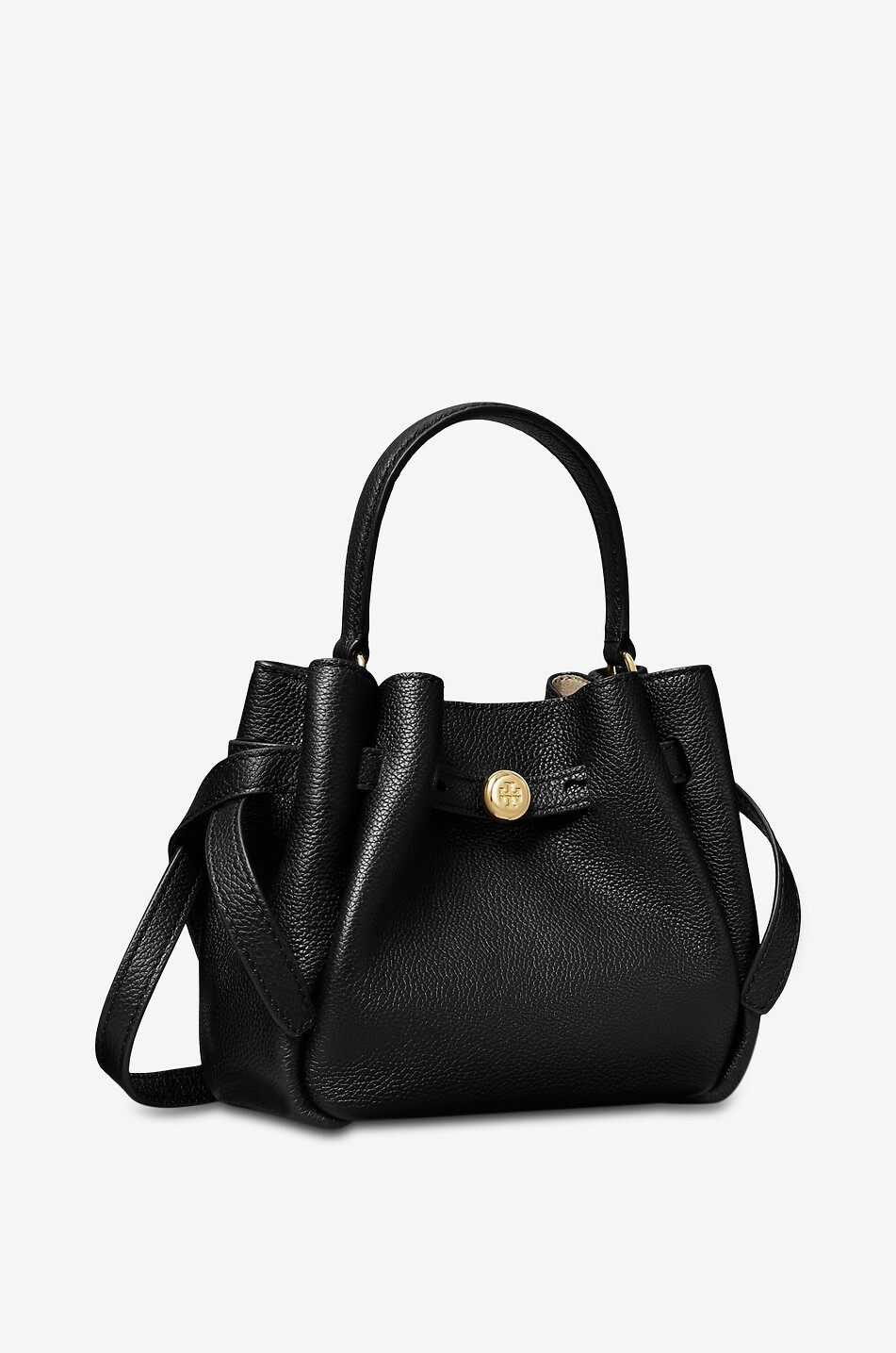 TORY BURCH Beuteltasche aus genarbtem Leder Romy Mini Bucket Damen SCHWARZ 2