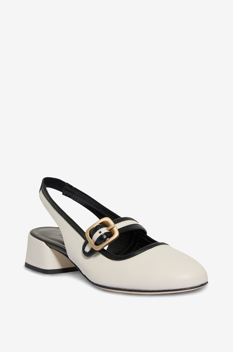 BONGENIE Amalfi leather square-heel slingback shoes Women EGGSHELL 1