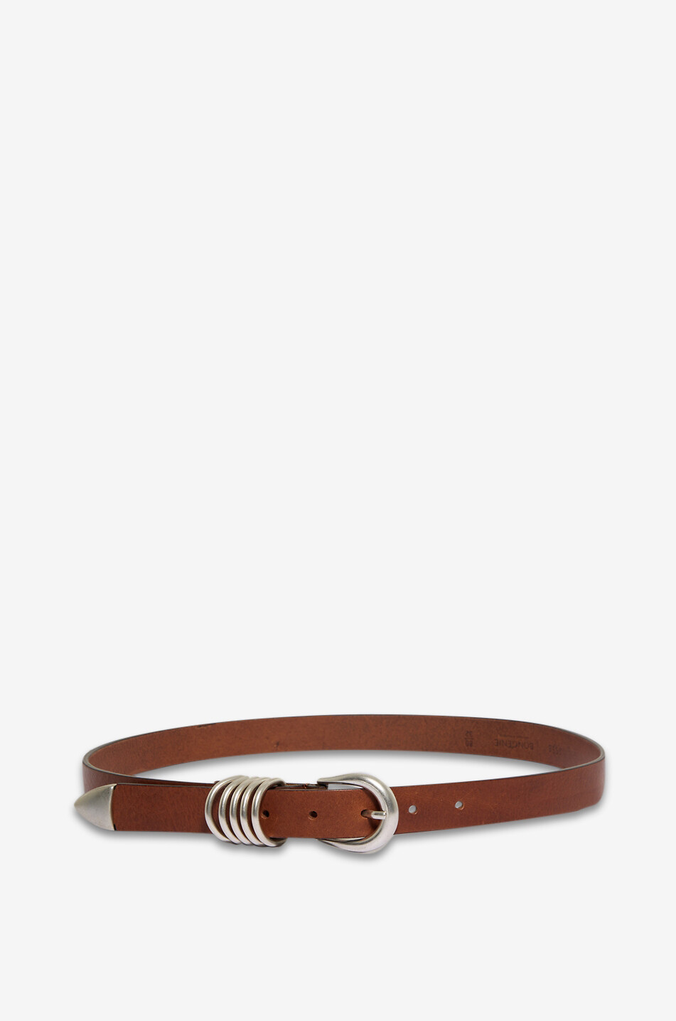 BONGENIE Smooth leather belt with silver buckle 24 mm Women BROWN 1