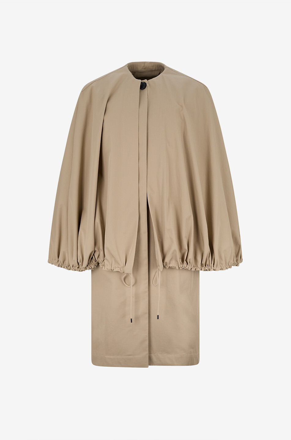 Coat with rounded collar and detachable cotton cape