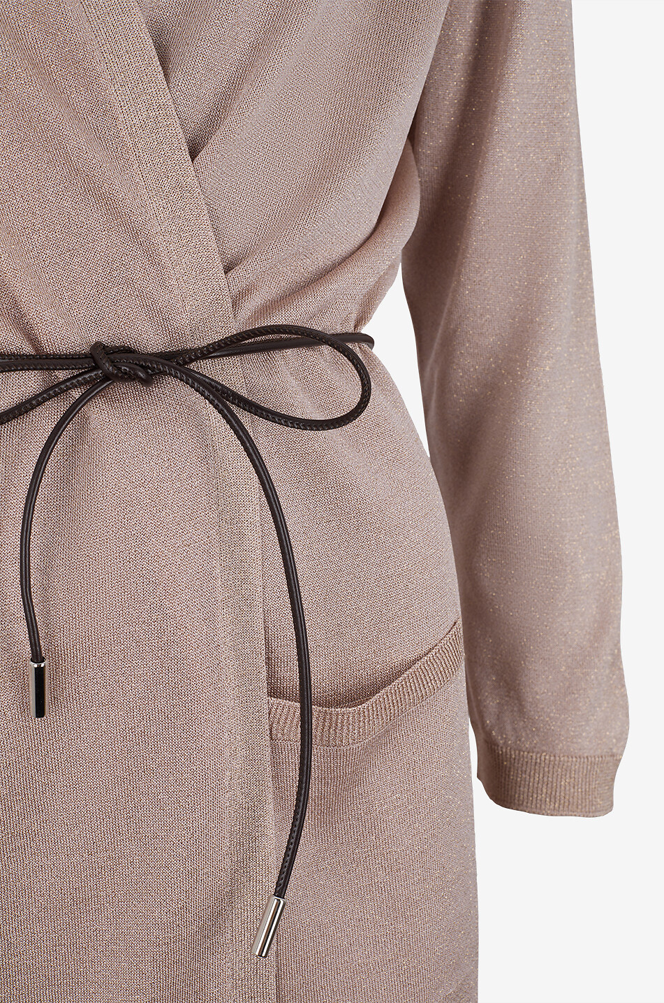 GRAN SASSO Oversized cardigan in sequinned viscose jersey Women LIGHT BROWN 3