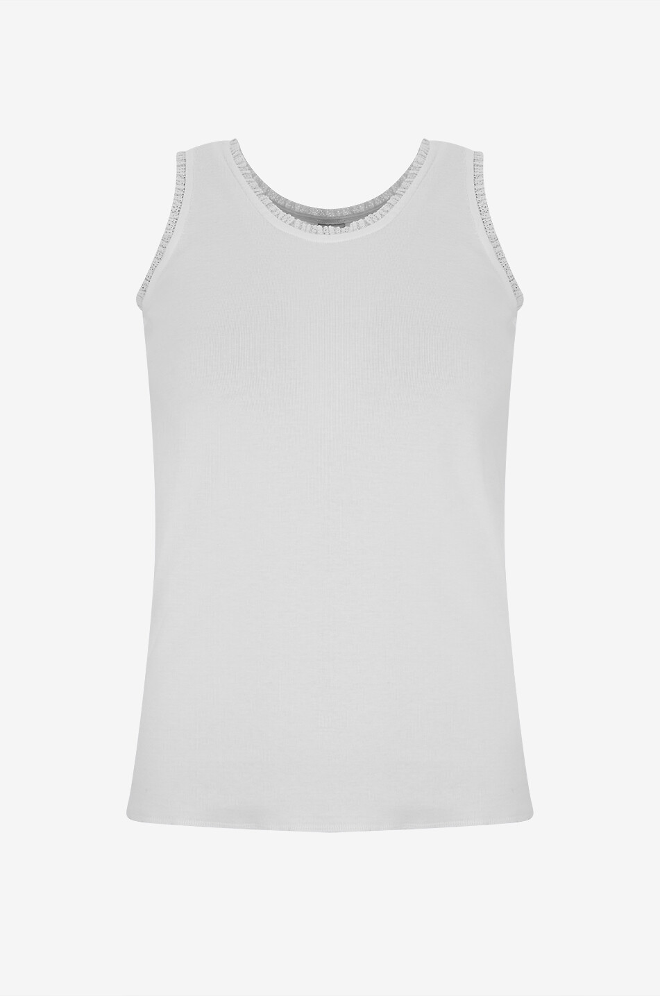 Top sans manches orné de dentelle en coton Sidonie