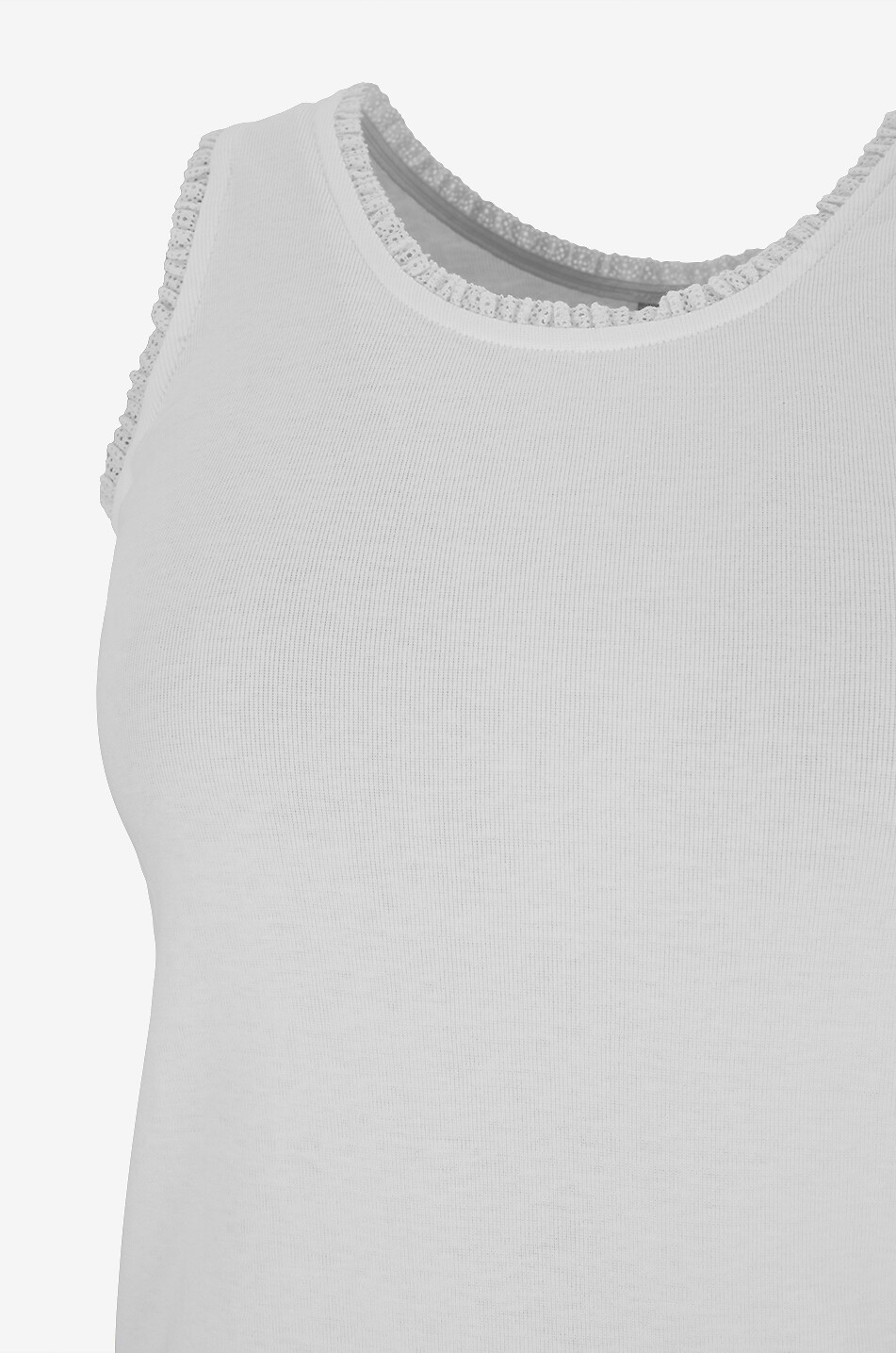 LALIDE A PARIS Top sans manches orné de dentelle en coton Sidonie Femme BLANC CASSE 3