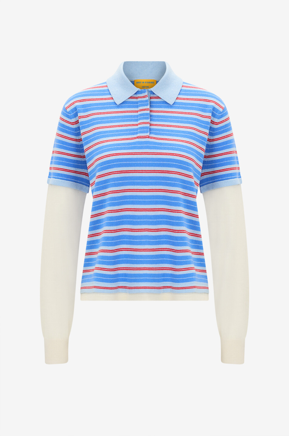 Pull polo rayé en cachemire Layered Stripe Rugby