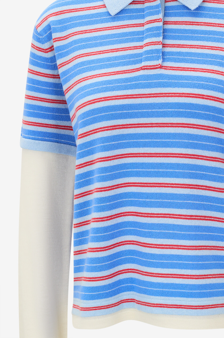 GUEST IN RESIDENCE Pull polo rayé en cachemire Layered Stripe Rugby Femme BLEU 3