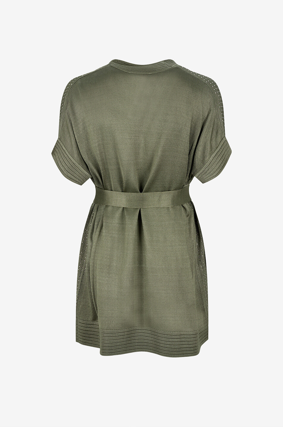 MARINA RINALDI Cardigan mit Rundhalsausschnitt mit Strasssteinen aus Viskose Damen KHAKI 2