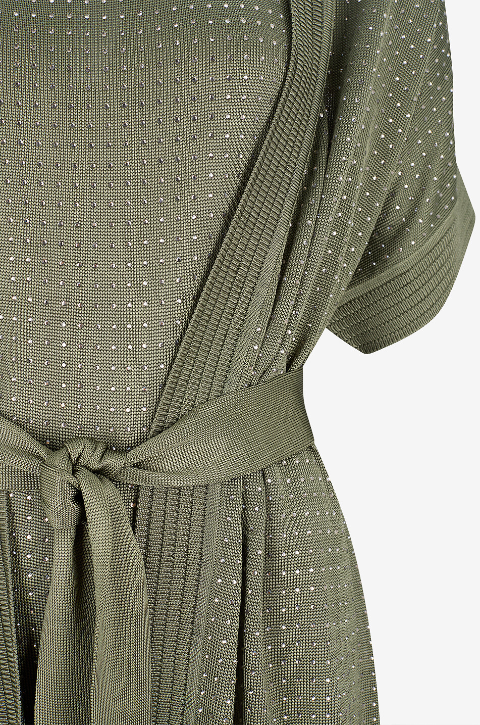 MARINA RINALDI Cardigan mit Rundhalsausschnitt mit Strasssteinen aus Viskose Damen KHAKI 3