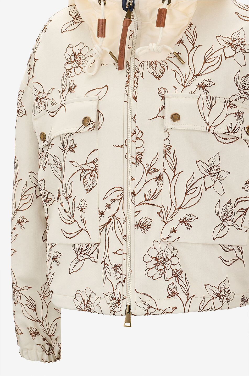 MONCLER Nepeta floral cotton hooded lightweight jacket Women EGGSHELL 3