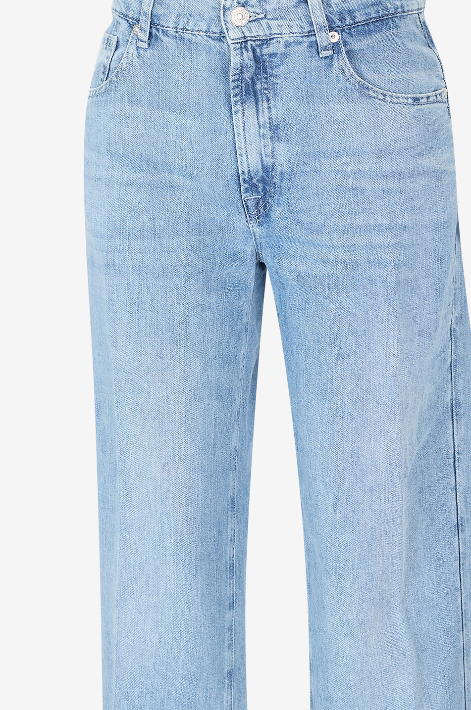 7 FOR ALL MANKIND Jean droit en coton et lin Stovepipe Iris Femme BLEU 3