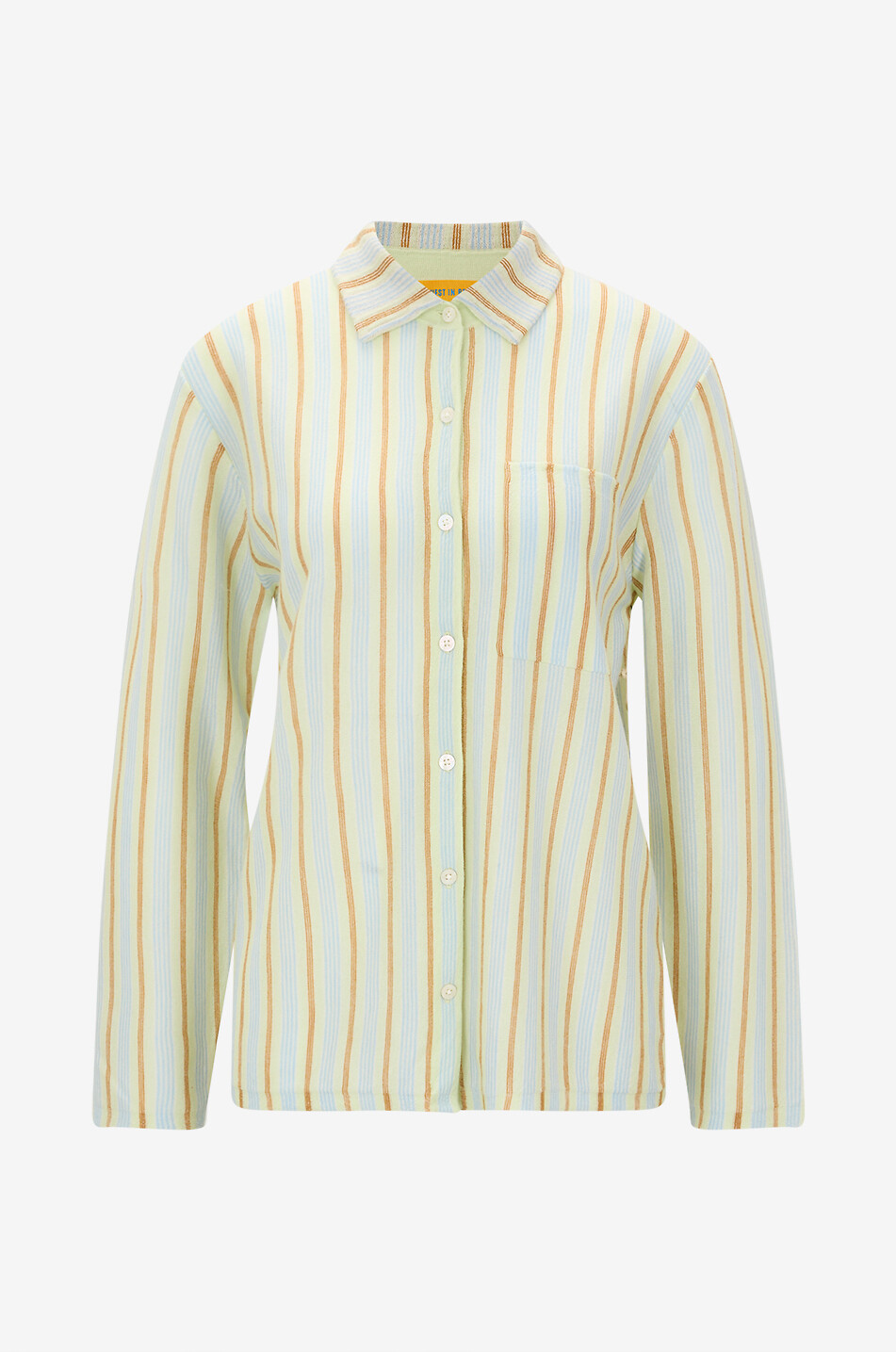 GUEST IN RESIDENCE Chemise rayée en cachemire Fine Stripe Showtime Shirt Femme VERT CLAIR 1