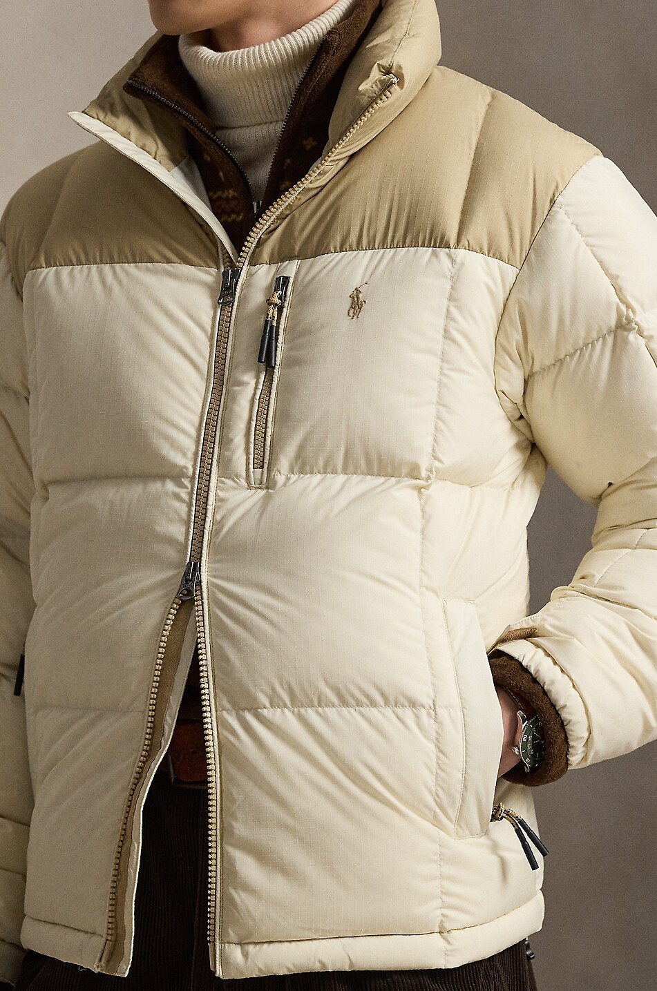 POLO RALPH LAUREN Zweifarbige Daunenjacke mit Stehkragen Gorham Herren BEIGE 2