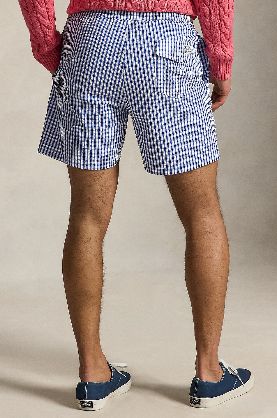 POLO RALPH LAUREN Seersucker-Badeshorts mit Vichykaros Traveler Herren BLAU 3