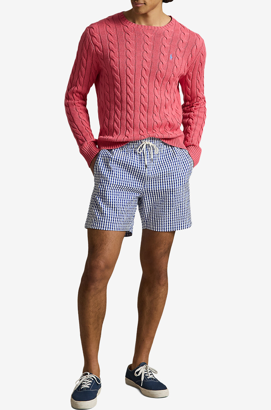 POLO RALPH LAUREN Seersucker-Badeshorts mit Vichykaros Traveler Herren BLAU 4