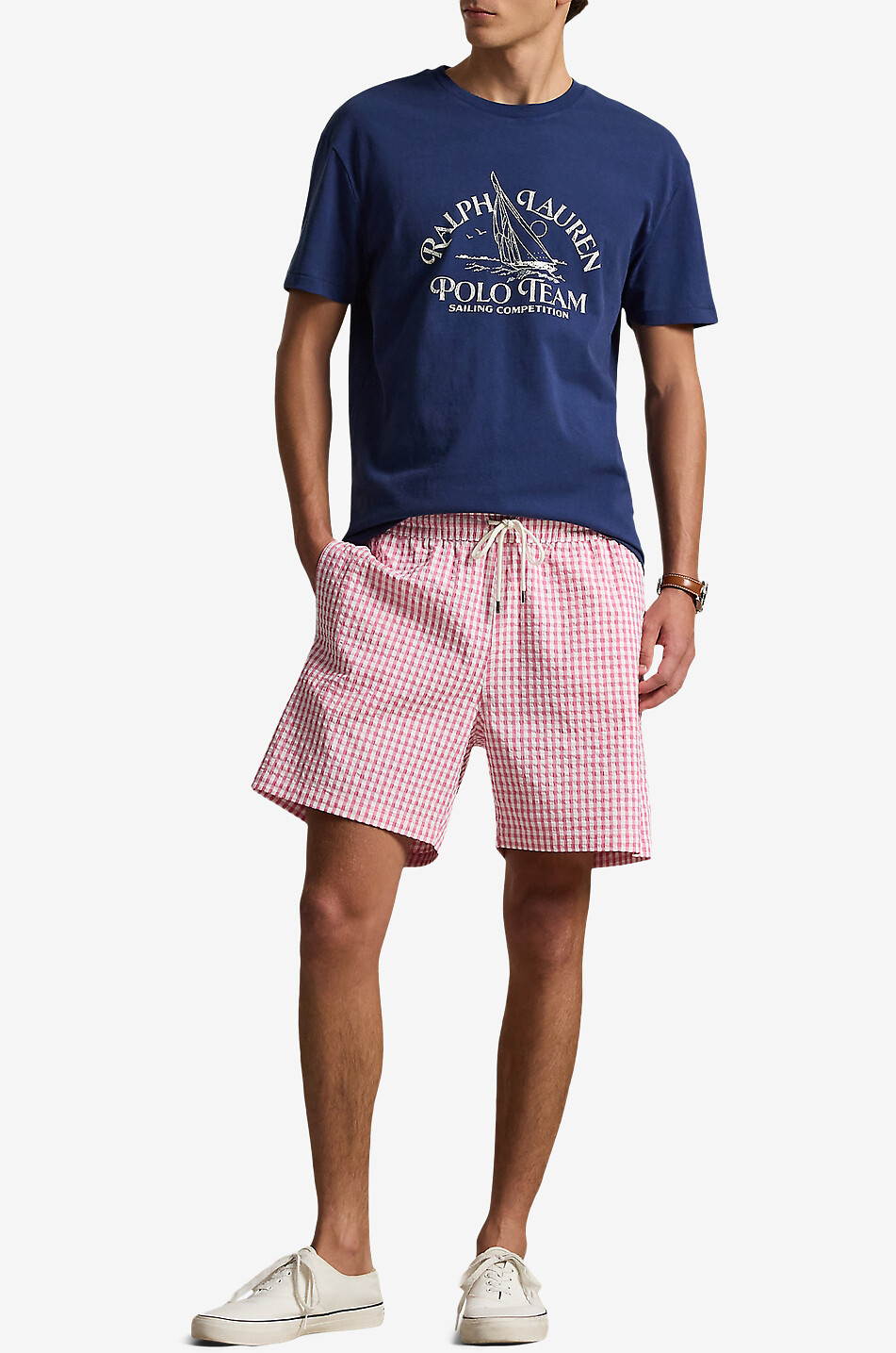 POLO RALPH LAUREN Traveler gingham check seersucker swimshorts Men PINK 5