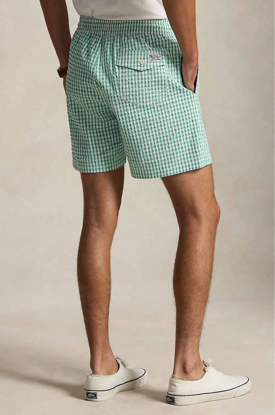 POLO RALPH LAUREN Traveler gingham check seersucker swimshorts Men GREEN 3