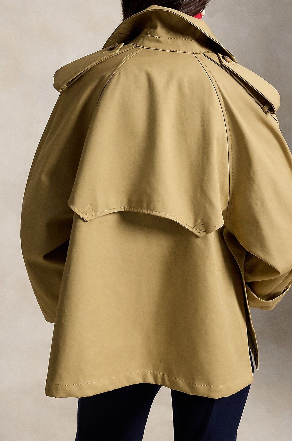 POLO RALPH LAUREN Double-breasted balloon trench coat in cotton twill Women KHAKI 4
