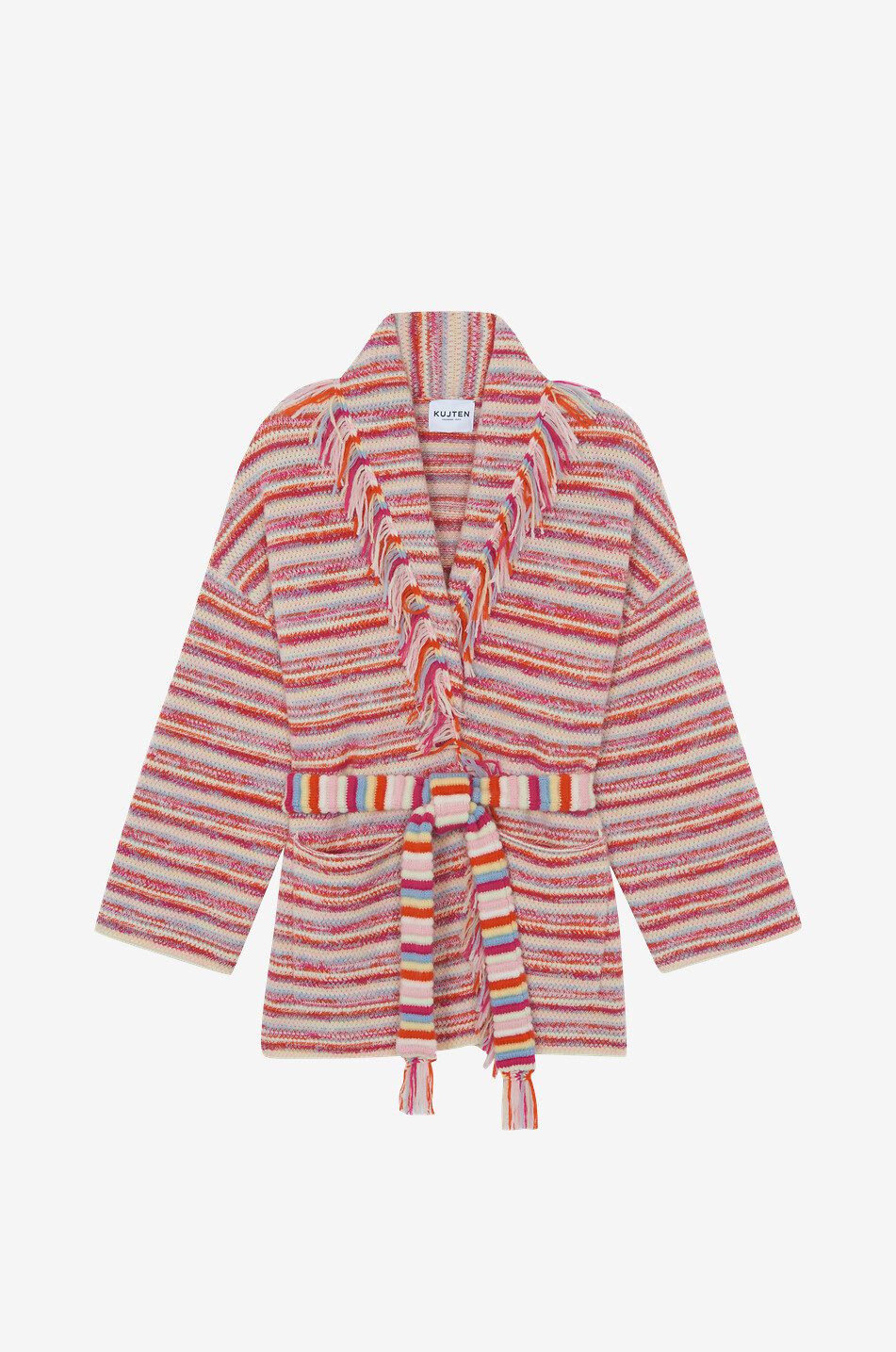 Zaina Mix oversized shawl collar cashmere cardigan - KUJTEN