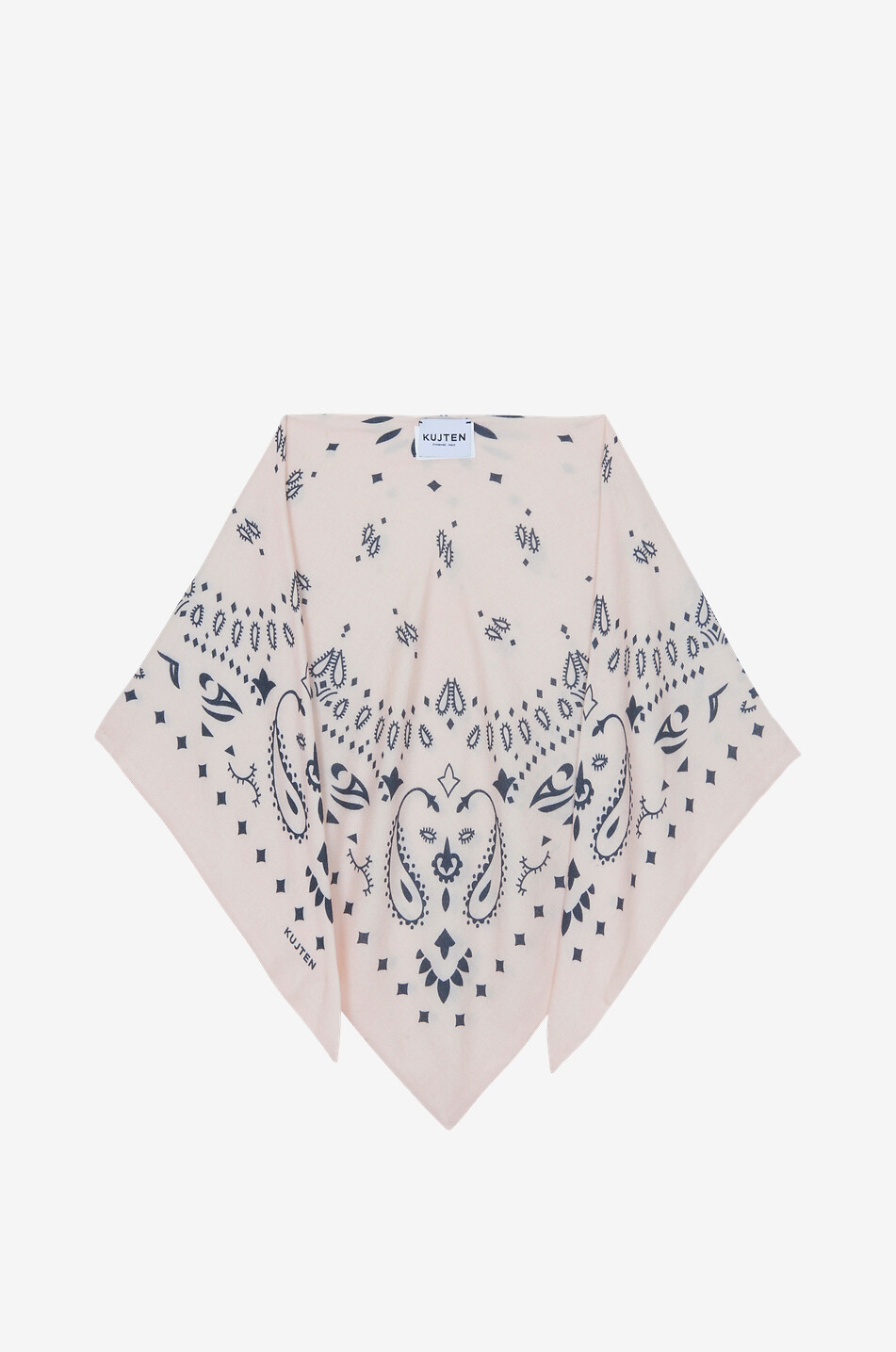 KUJTEN Foulard triangulaire imprimé bandana en cachemire et soie Tifa Femme ROSE CLAIR 1