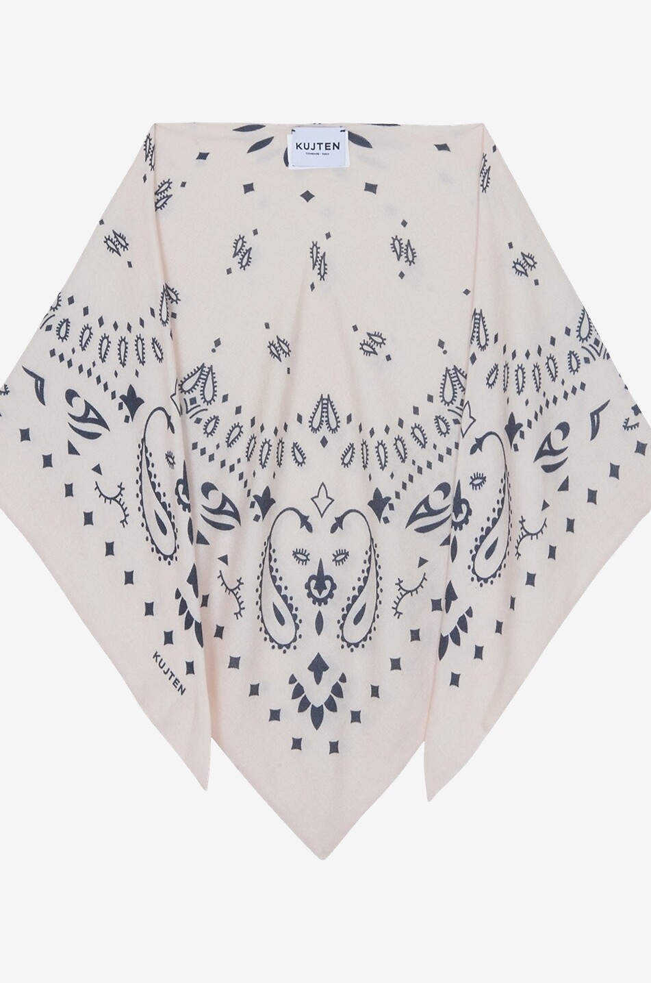 KUJTEN Foulard triangulaire imprimé bandana en cachemire et soie Tifa Femme ROSE CLAIR 2