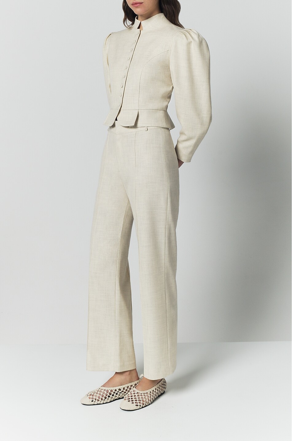 DESTREE Yoshimoto viscose pleated straight-leg trousers Women BROWN 3