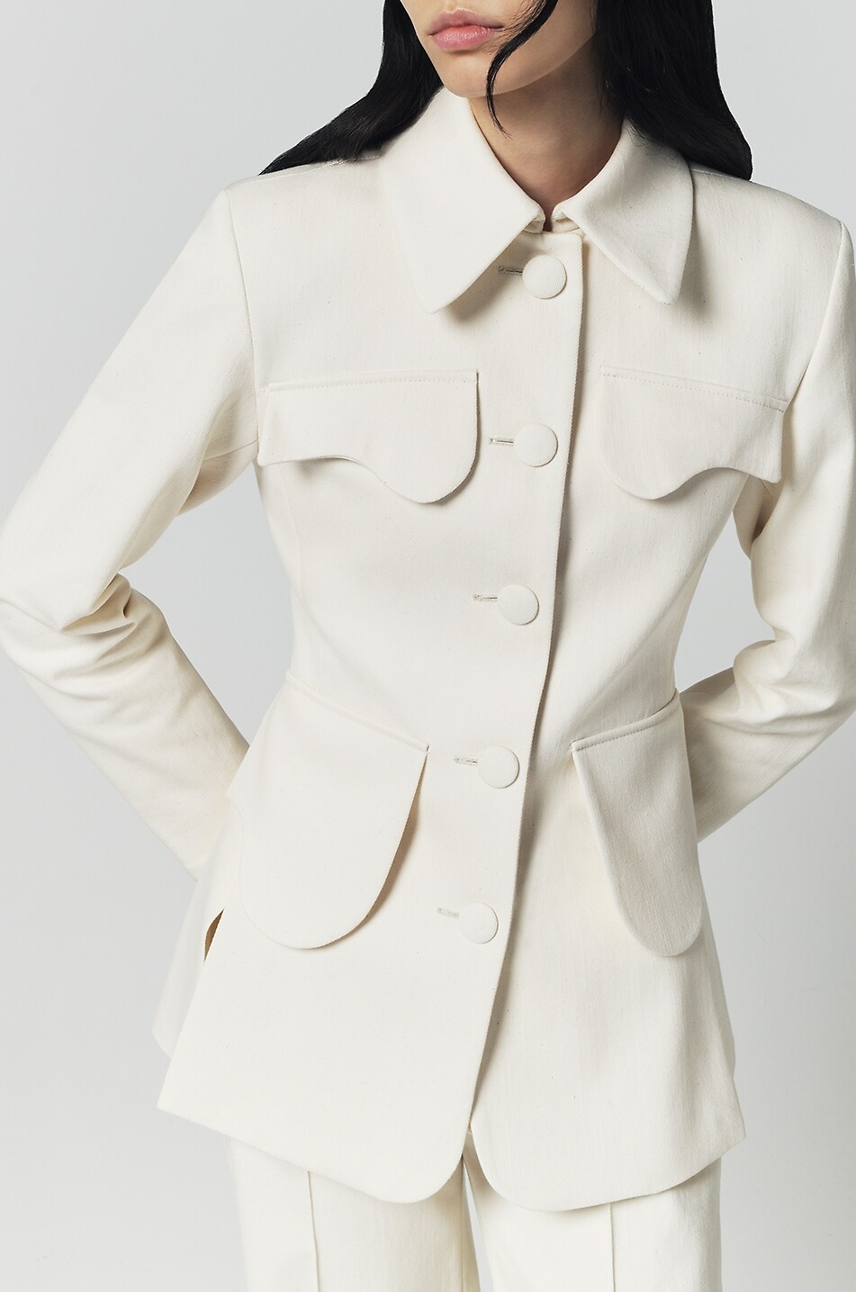 DESTREE Veste légère ajustée à col chemise Tamara Denim Femme BLANC CASSE 3