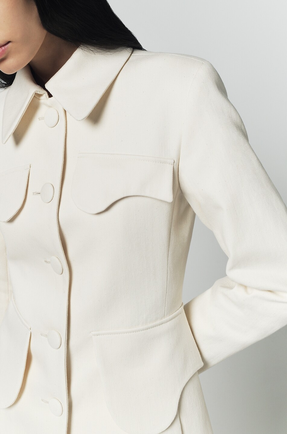 DESTREE Veste légère ajustée à col chemise Tamara Denim Femme BLANC CASSE 4