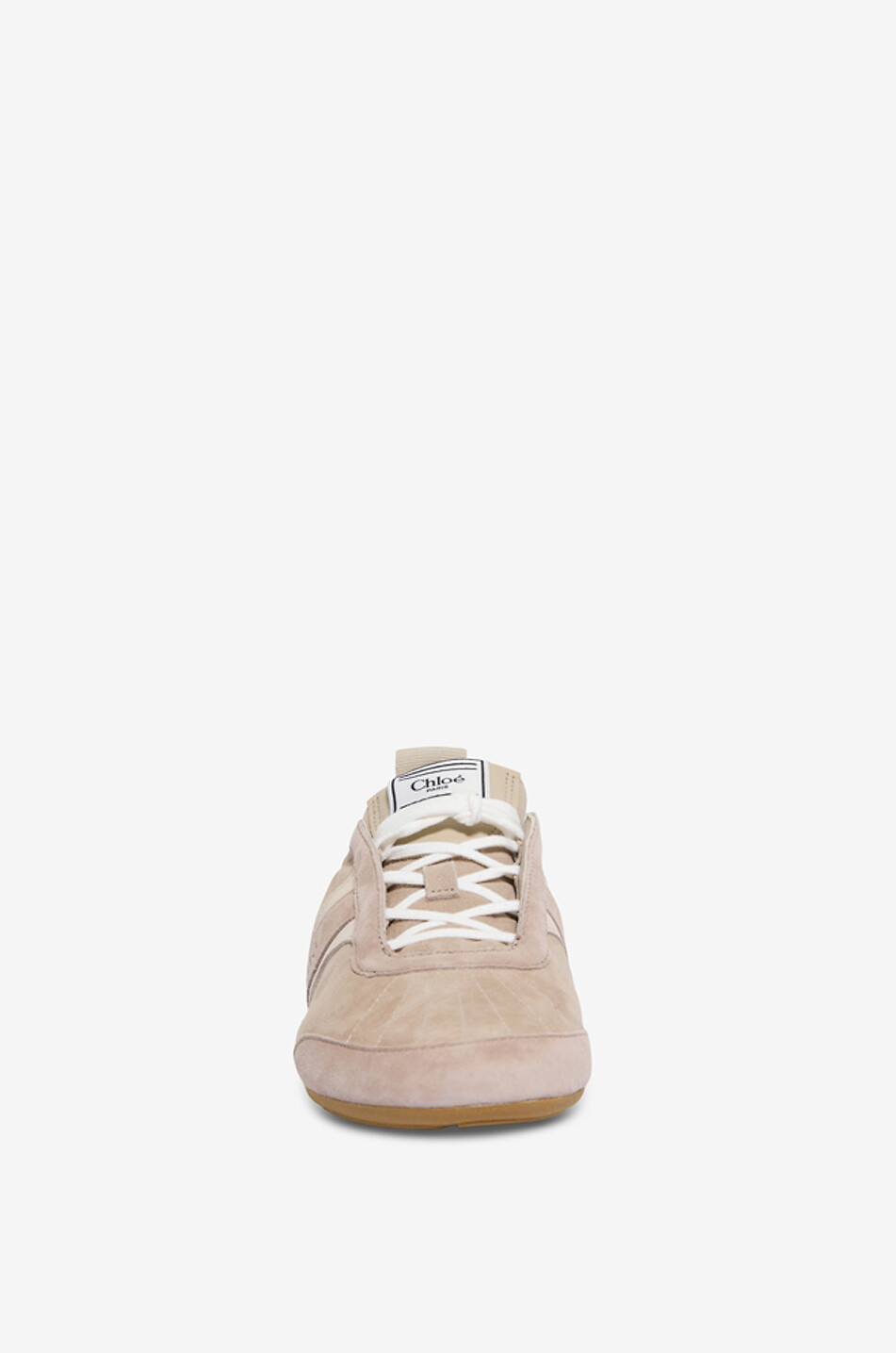 CHLOE Kick suede low-top lace-up sneakers Women BEIGE 2
