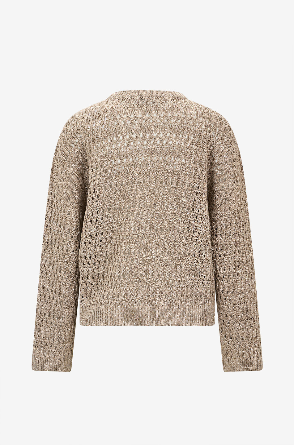 BRUNELLO CUCINELLI Pullover mit Rundhalsausschnitt aus Leinenmischung mit Pailletten Damen BEIGE 2