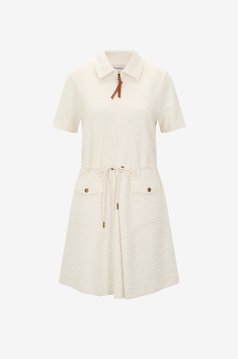 MONCLER Short tweed shirt collar dress Women EGGSHELL 1