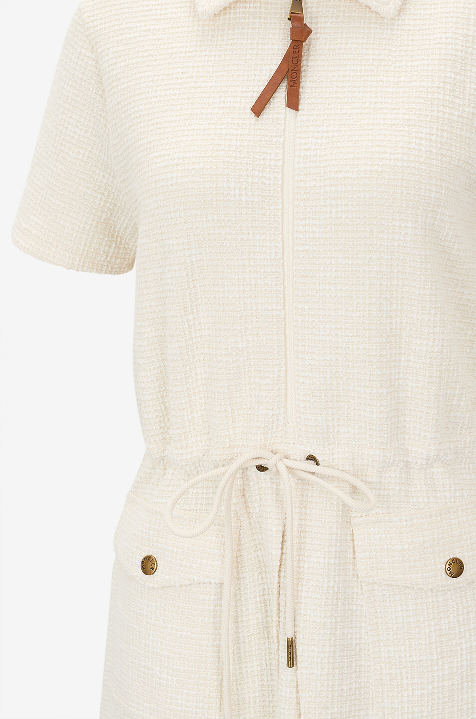 MONCLER Short tweed shirt collar dress Women EGGSHELL 3