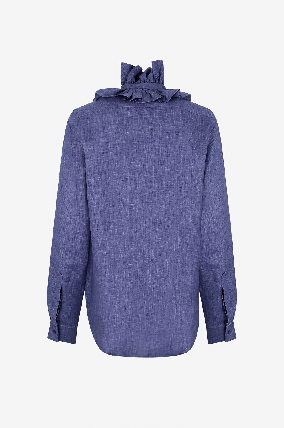 BOURRIENNE PARIS X Chemise ajustée à col à ruches en lin Pastel Femme BLEU FONCE 2