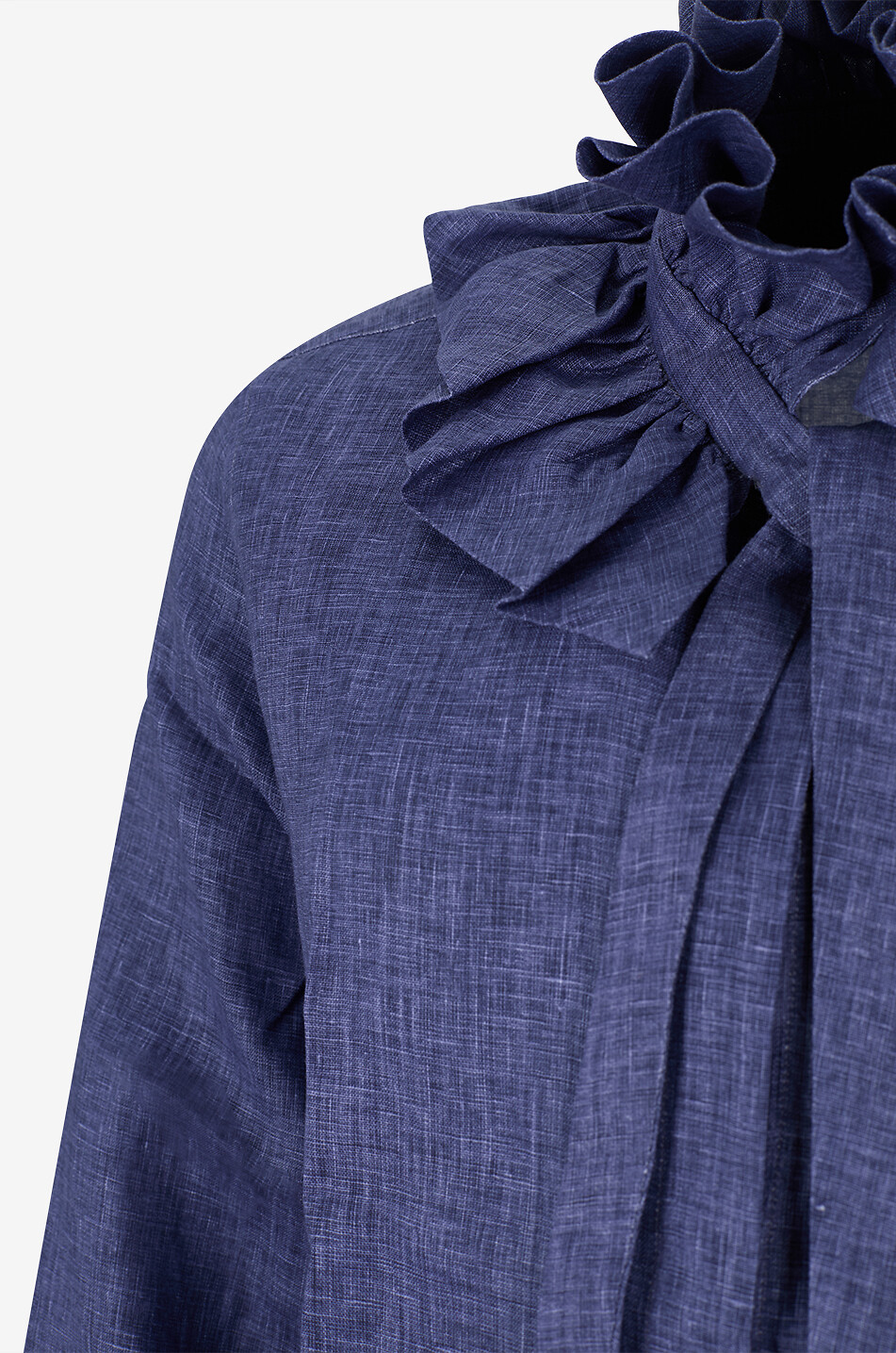 BOURRIENNE PARIS X Chemise ajustée à col à ruches en lin Pastel Femme BLEU FONCE 9