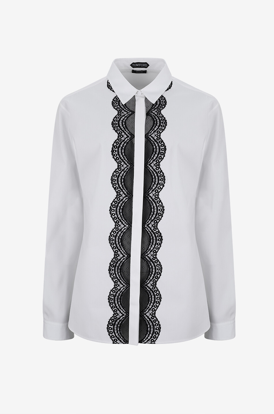 TOM FORD Chemise ornée de dentelle en coton et soie Femme BLANC 1