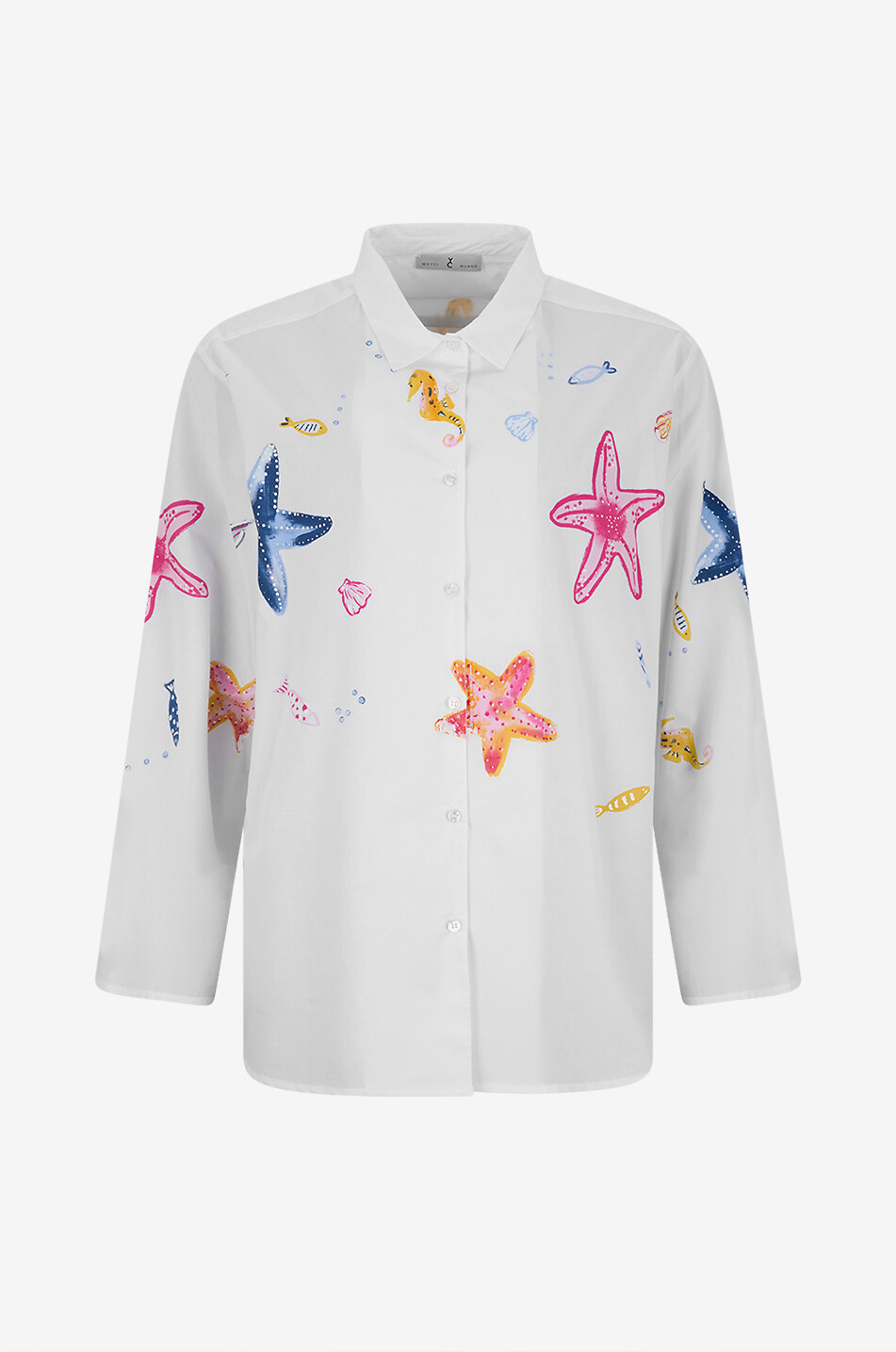 Printed popeline cotton shirt