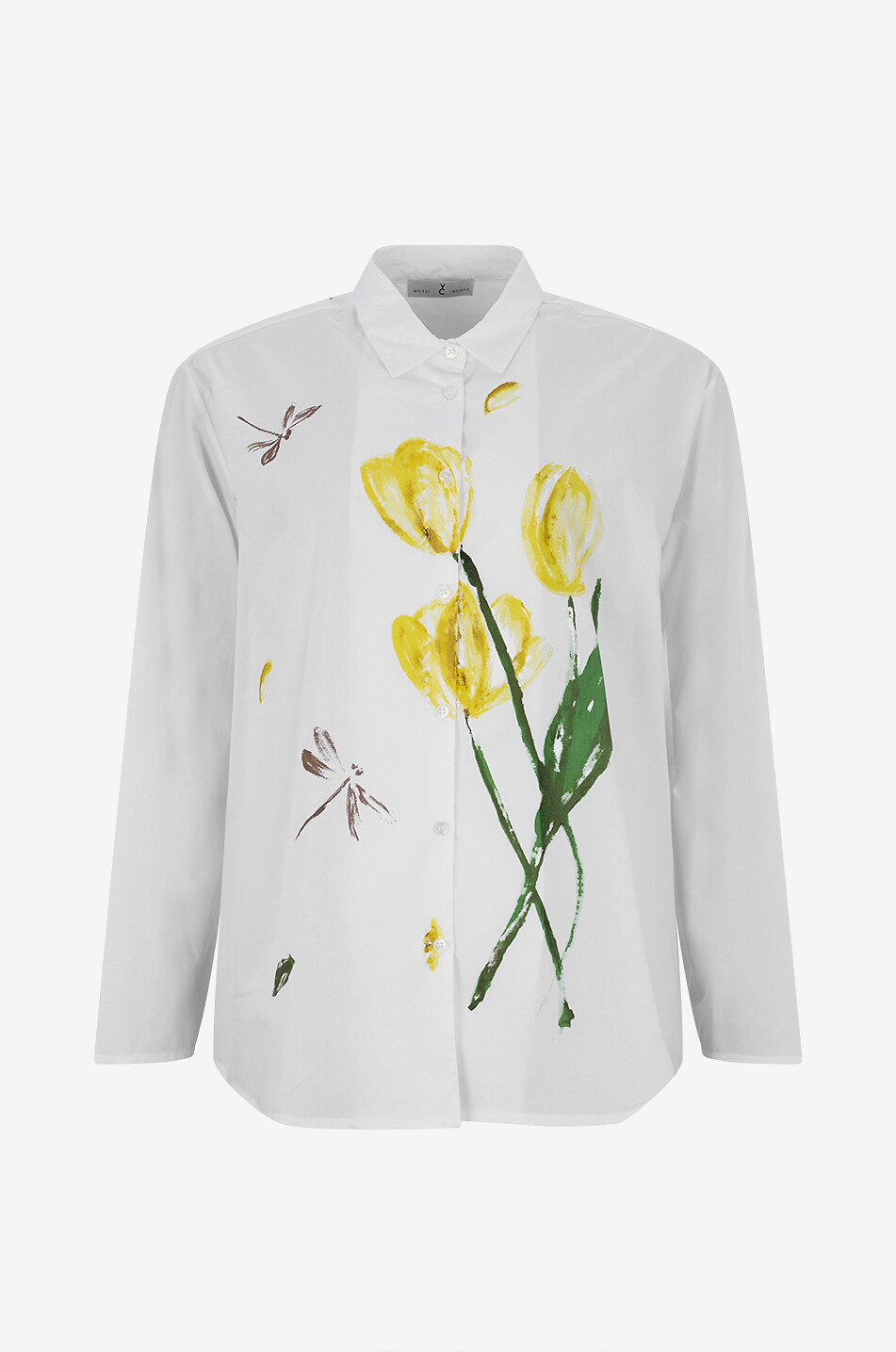 Ausgestelltes Hemd mit floralem Print aus Baumwollpopeline