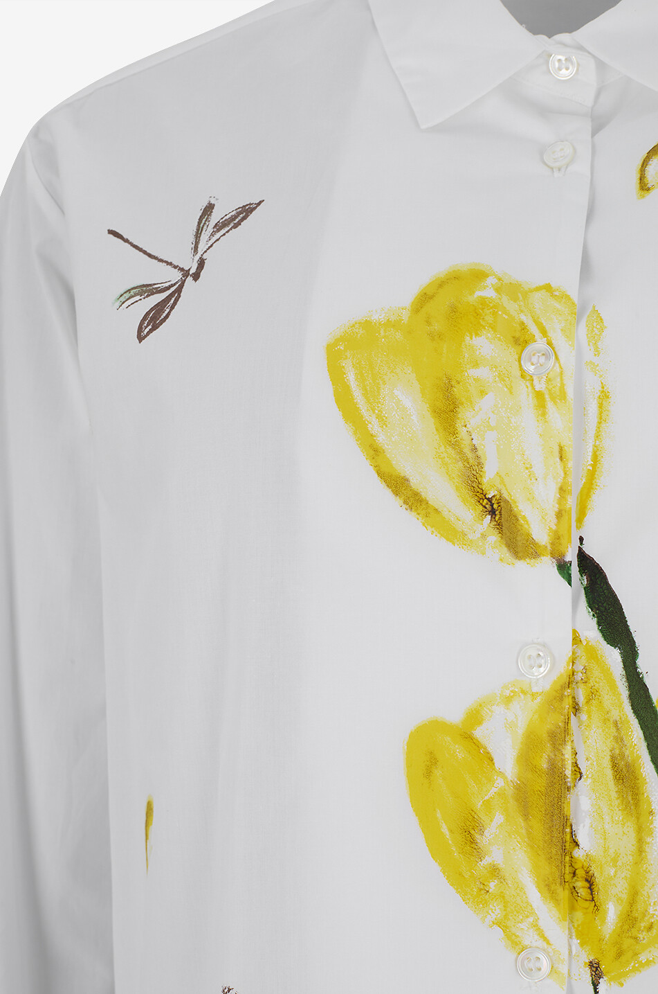 YC MILANO Ausgestelltes Hemd mit floralem Print aus Baumwollpopeline Damen GELB 4