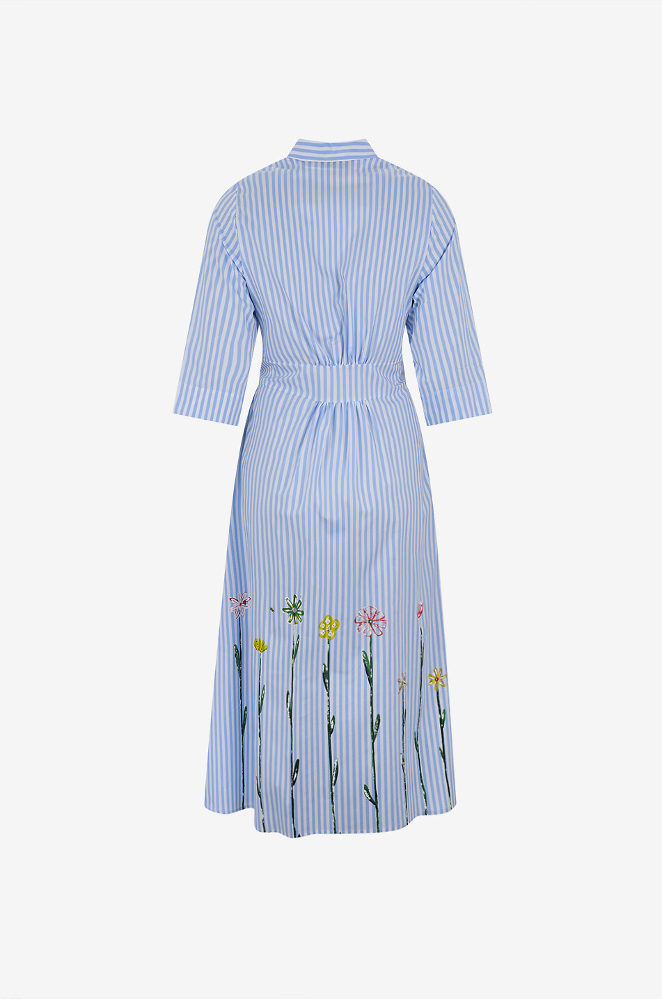 YC MILANO Midi-Hemdblusenkleid mit Gürtel aus Baumwollpopeline Damen HELLBLAU 2