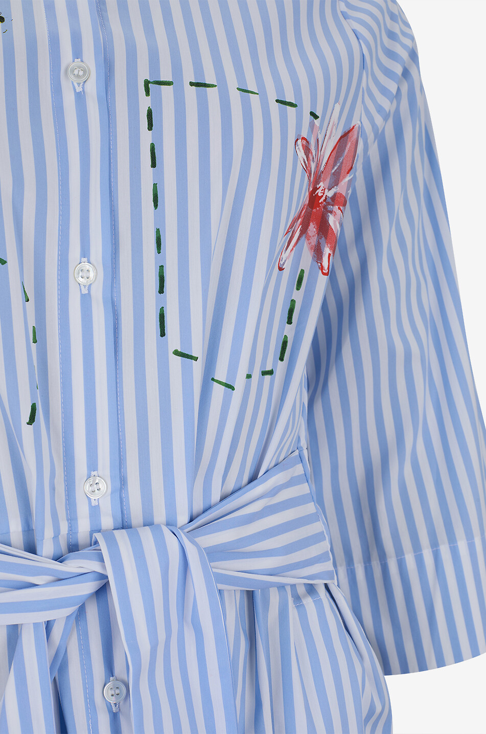 YC MILANO Midi-Hemdblusenkleid mit Gürtel aus Baumwollpopeline Damen HELLBLAU 5