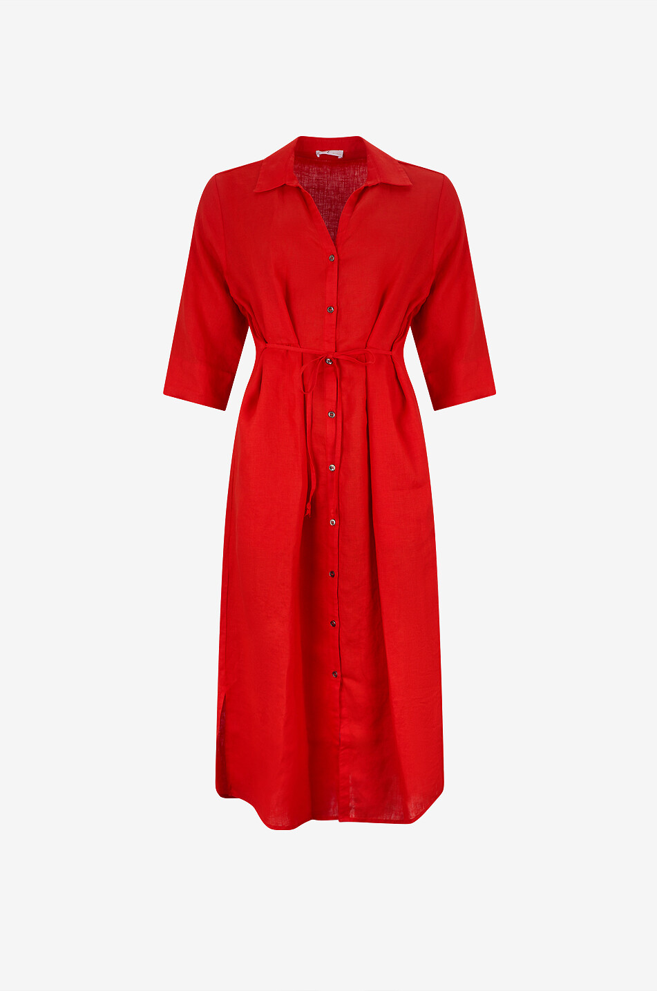 YC MILANO Mid-length linen shirt dress with drawstring Women RED 1