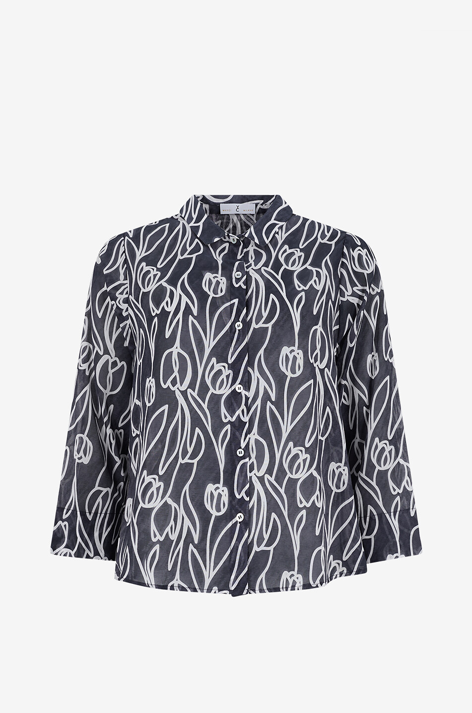 Hemd aus Baumwollvoile mit Tulpenprint